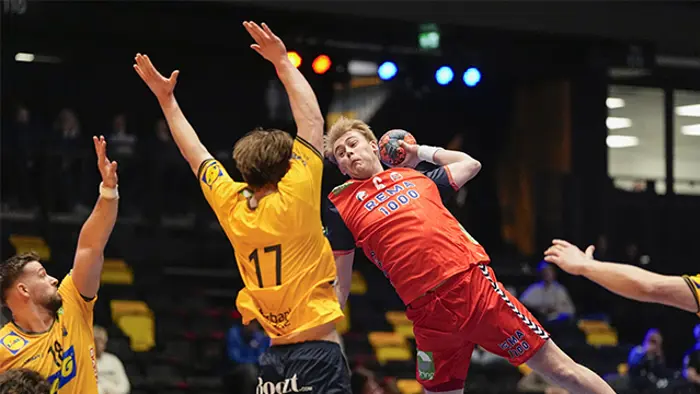 Trondheim 20250315. 
Lasse Sunde Lid under rekruttlandslagkampen i håndball mellom Norge og Sverige i Trondheim spektrum.
Foto: Ole Martin Wold / NTB