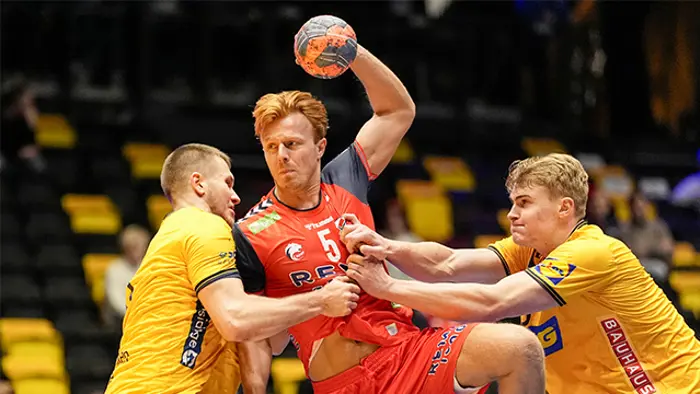 Trondheim 20250315. 
Norges Nicolai Daling under rekruttlandslagkampen i håndball mellom Norge og Sverige i Trondheim spektrum.
Foto: Ole Martin Wold / NTB