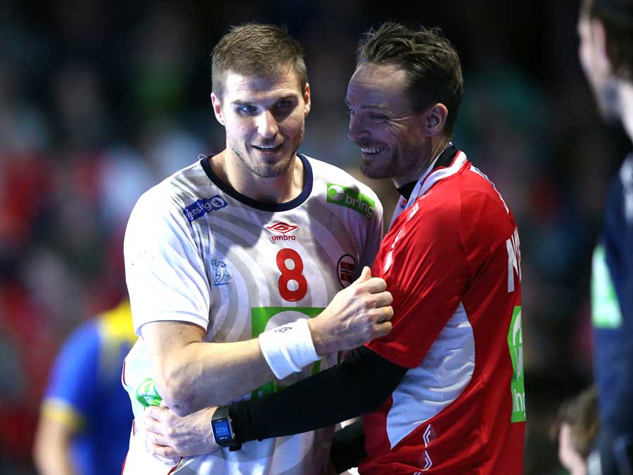 Bjarte Myrhol og Christian Berge. Foto: S. Pillaud France Handball 2017