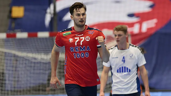 Gjøvik 20230430. 
under EM-kvalifiseringskampen i håndball mellom Norge og Finland i Gjøvik Fjellhall.
Foto: Geir Olsen / NTB