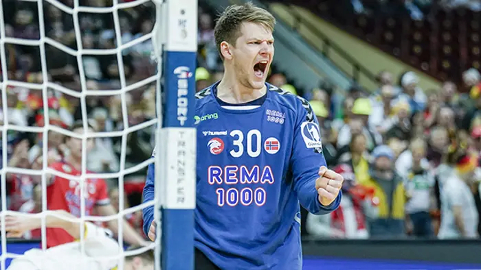 Norges keeper Torbjørn Sittrup Bergerud under VM-kampen i håndball for herrer mellom Tyskland og Norge i Spodek Arena i Katowice, Polen.