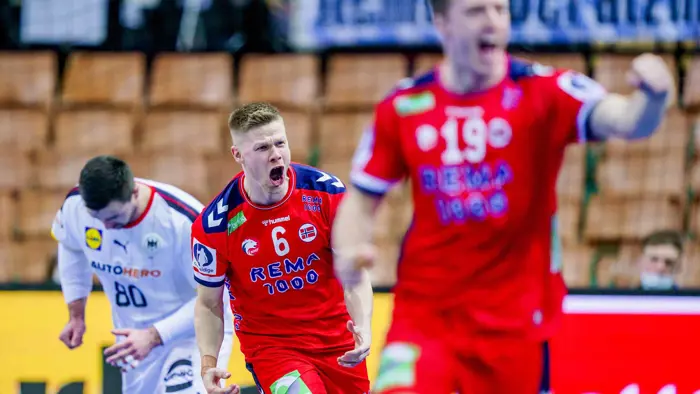 Katowice, Polen 20230123. 
Sebastian Barthold i VM-kampen i håndball for herrer mellom Tyskland og Norge i Spodek Arena i Katowice, Polen.
Foto: Stian Lysberg Solum / NTB