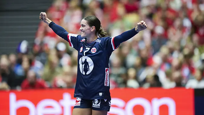 Stine Ruscetta Skogrand from Norway during the IHF World Women's Handball Championship match between Norway and France in the gold medal match in Jyske Bank Boxen in Herning, Denmark on Tuesday, December 17, 2023.. (Foto: Claus Fisker/Ritzau Scanpix)