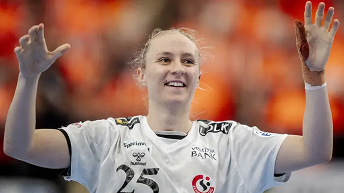 Team Esbjergs Henny Reistad under DM-finalekampen i Kvindeligaen mellem Odense Håndbold og Team Esbjerg i Sydbank Arena i Odense torsdag den 5. juni 2025.. (Foto: Mads Claus Rasmussen/Ritzau Scanpix)