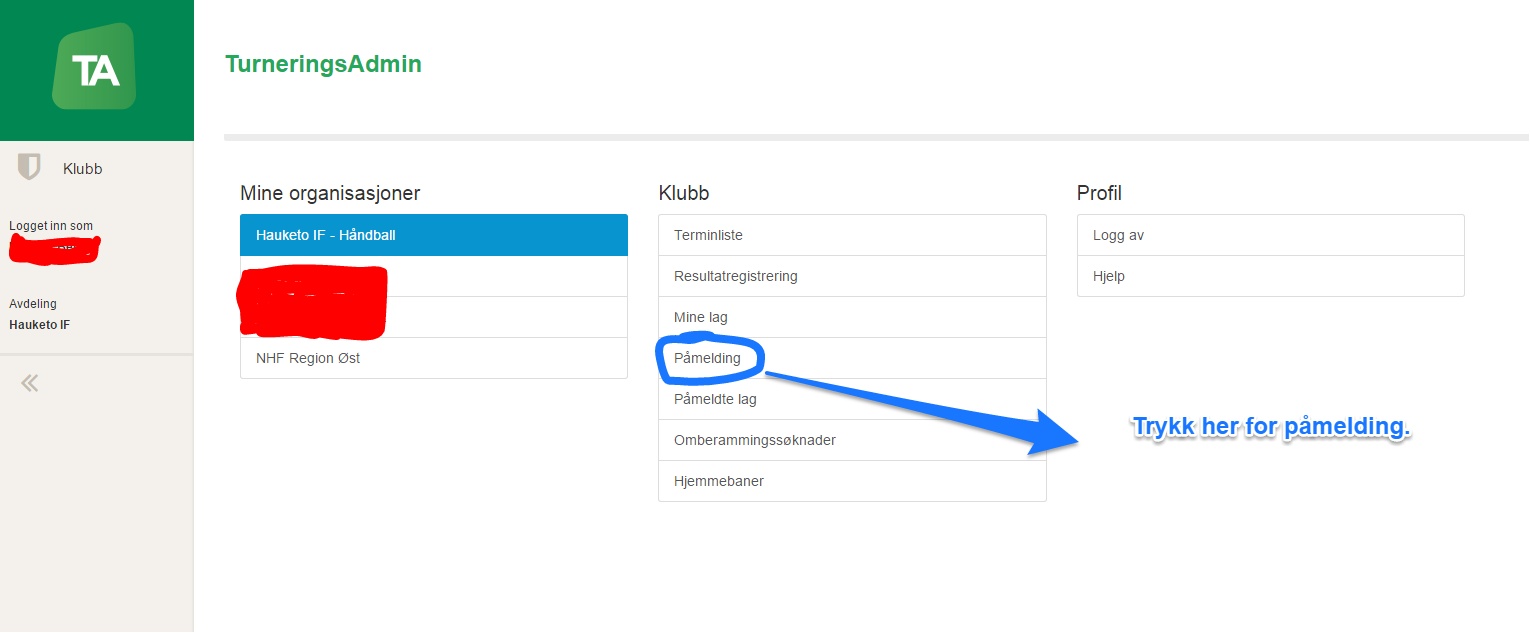 Påmelding lag RØ Steg 1 Påmelding av lag RØ - Steg1