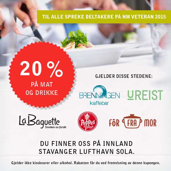 Tilbud fra Sola Flyplass på mat og drikke